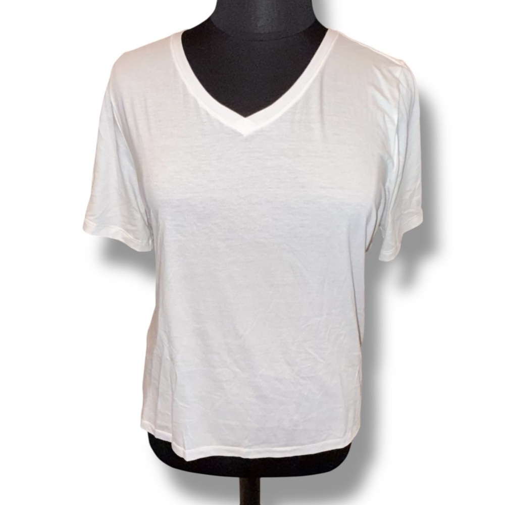 DSG Women's Core Cotton Jersey V-Neck T-Shirt 1X White - Picture 2 of 12